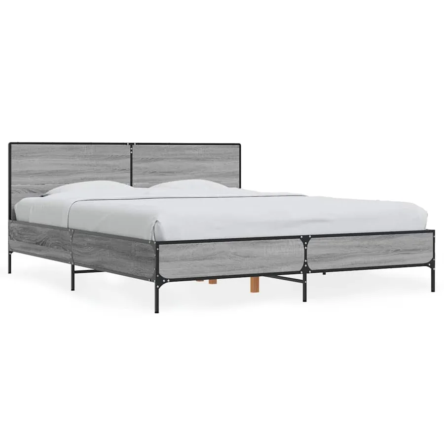 Cadre de lit sans matelas sonoma gris 150x200 cm - 2