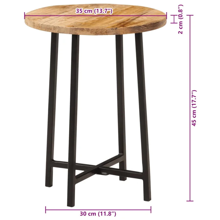 Table basse 35x35x45 cm bois de manguier solide et fer - 10