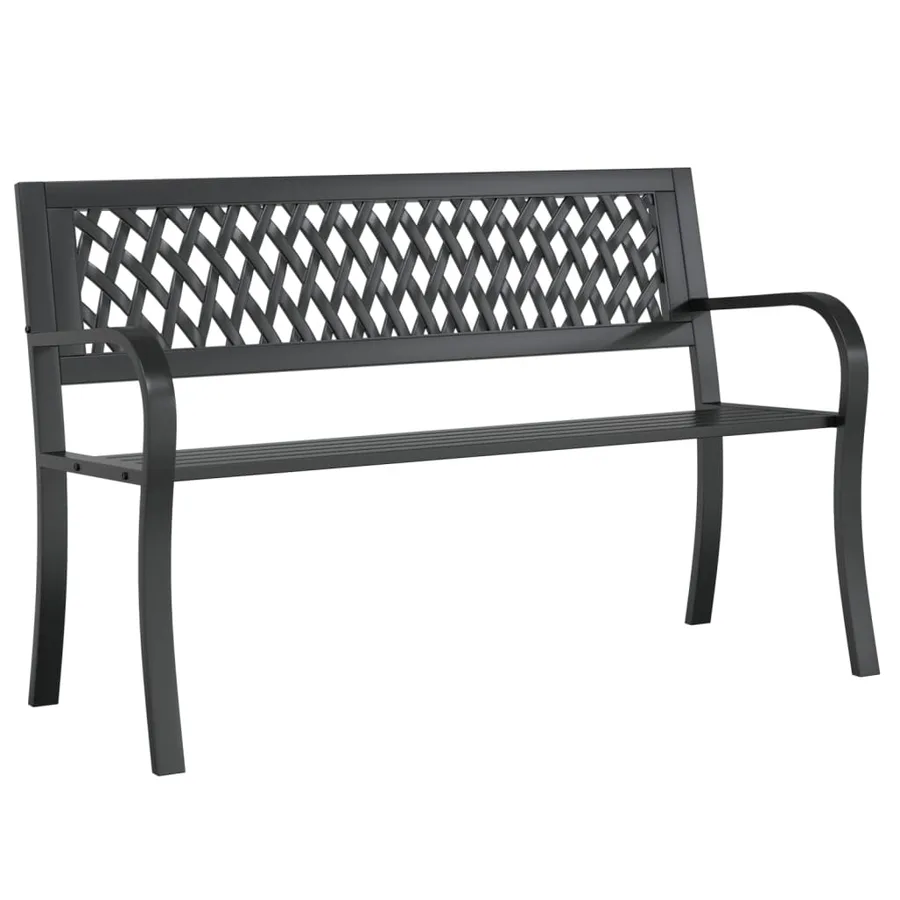 Banc de jardin Noir 120 cm Acier - 2