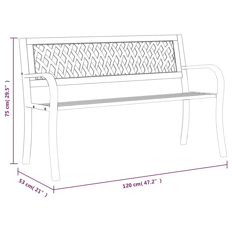 Banc de jardin Noir 120 cm Acier - 9