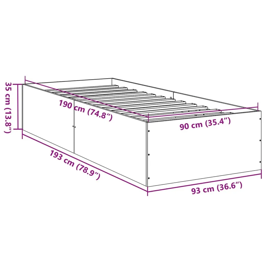 Cadre de lit sans matelas chêne marron 90x190 cm - 10