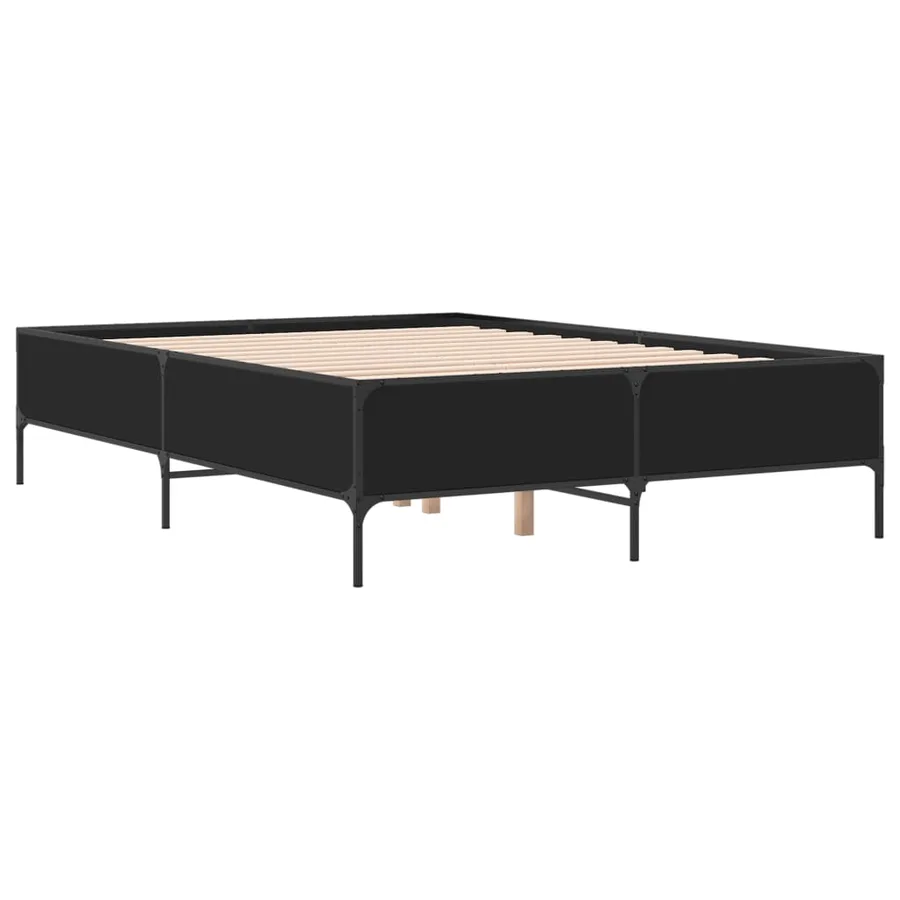 Cadre de lit sans matelas noir 150x200 cm - 3