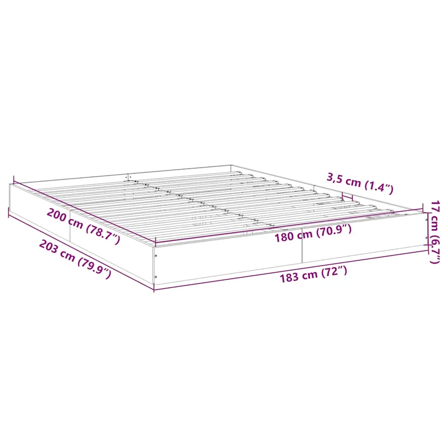 Cadre de lit sans matelas chêne fumé 180x200 cm - 10