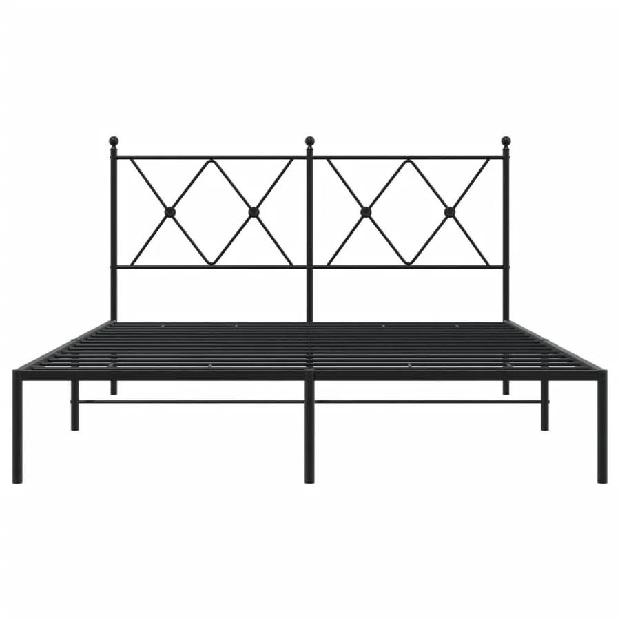 Cadre de lit métal sans matelas avec tête de lit noir 135x190cm - 4