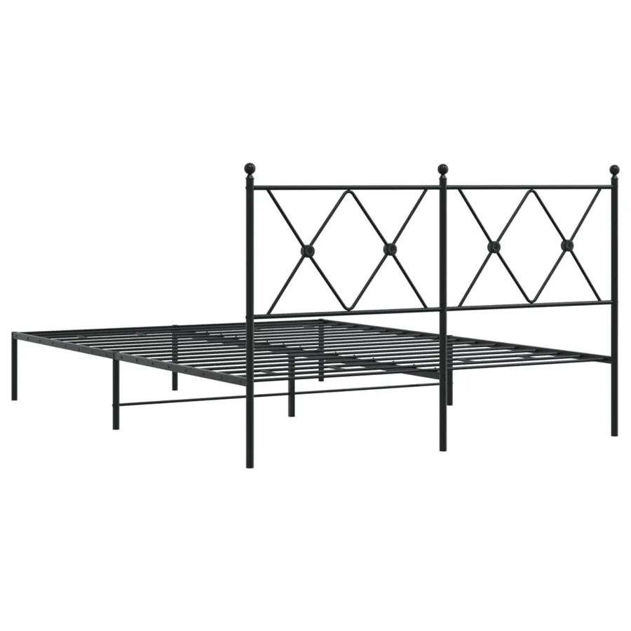Cadre de lit métal sans matelas avec tête de lit noir 135x190cm - 6