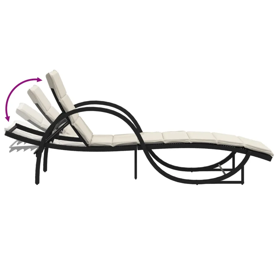 Chaises longues lot de 2 avec table noir résine tressée - 10