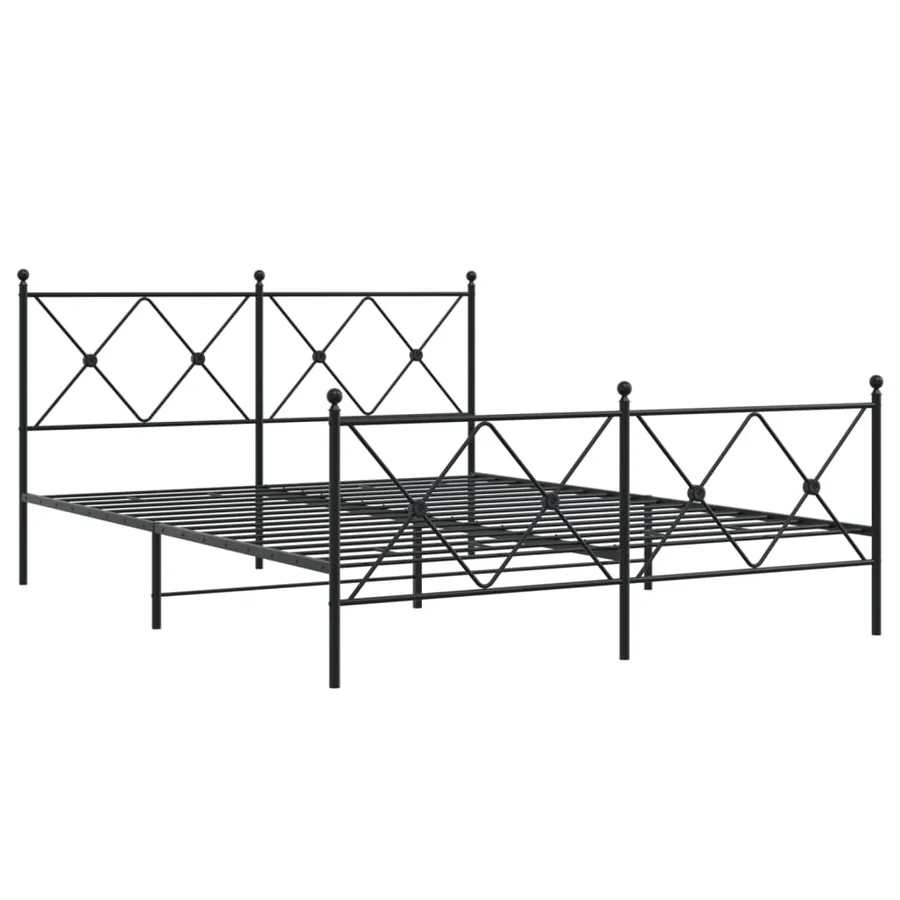 Cadre de lit métal sans matelas avec pied de lit noir 150x200cm - 3