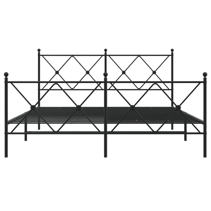 Cadre de lit métal sans matelas avec pied de lit noir 150x200cm - 4