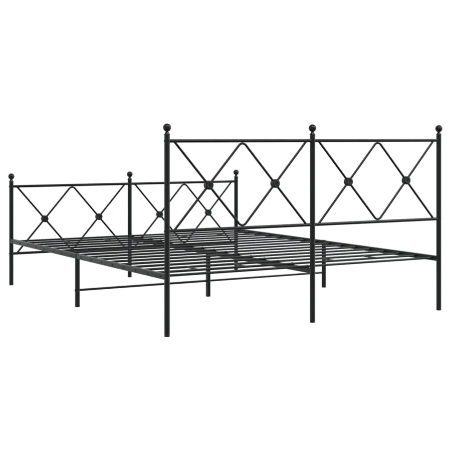 Cadre de lit métal sans matelas avec pied de lit noir 150x200cm - 6