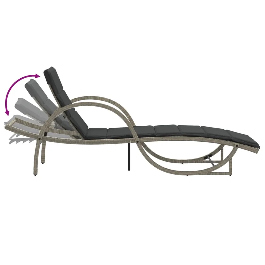 Chaises longues lot de 2 avec table gris clair résine tressée - 10