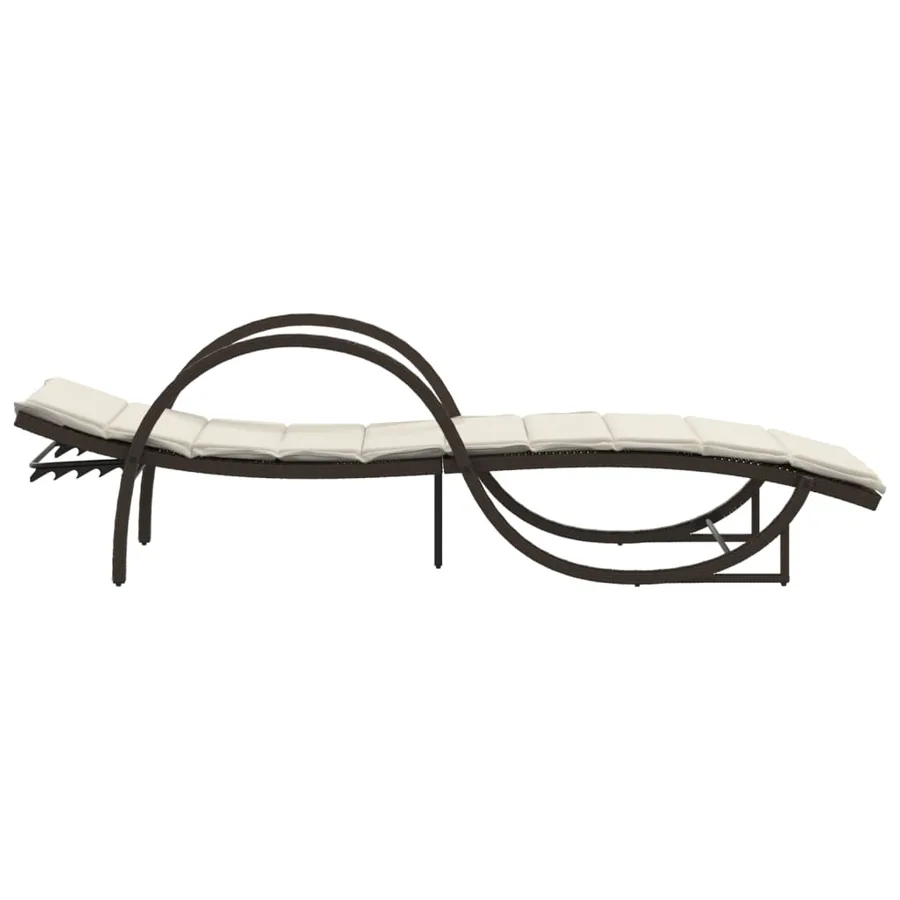 Chaises longues lot de 2 avec coussins marron résine tressée - 5