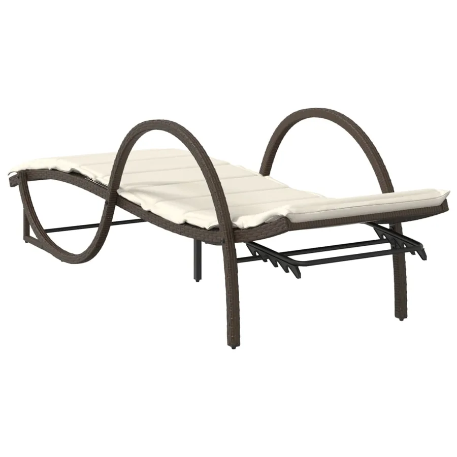 Chaises longues lot de 2 avec coussins marron résine tressée - 6