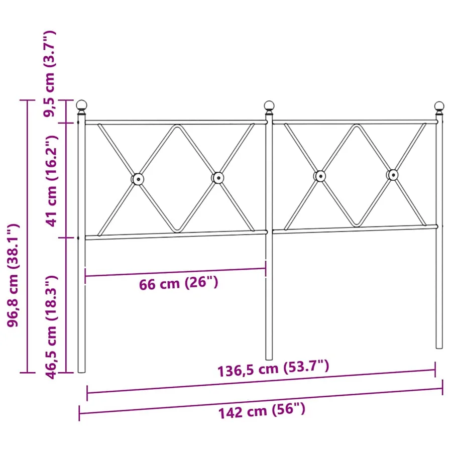 Tête de lit de remplacement métal noir 137 cm - 6