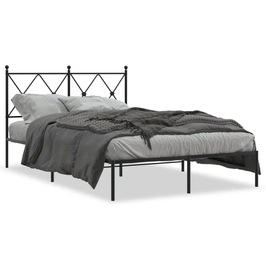 Cadre de lit métal sans matelas avec tête de lit noir 120x190cm - 2