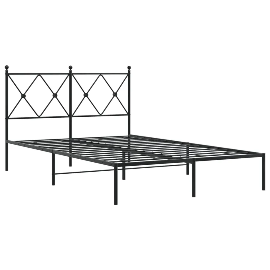 Cadre de lit métal sans matelas avec tête de lit noir 120x190cm - 3