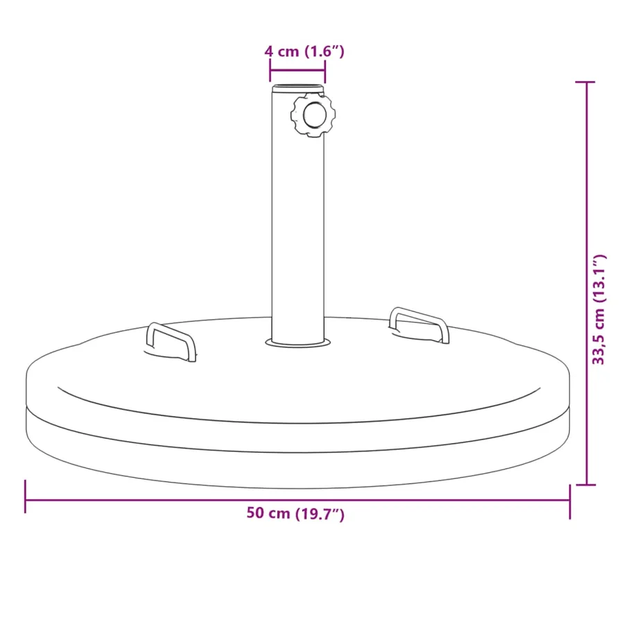 Base de parasol avec poignées pour mâts Ø38 / 48 mm 25 kg rond - 9