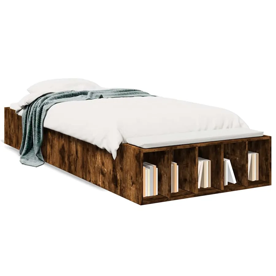 Cadre de lit sans matelas chêne fumé 90x190 cm - 2