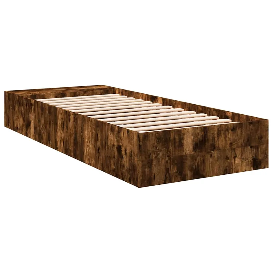 Cadre de lit sans matelas chêne fumé 90x190 cm - 6