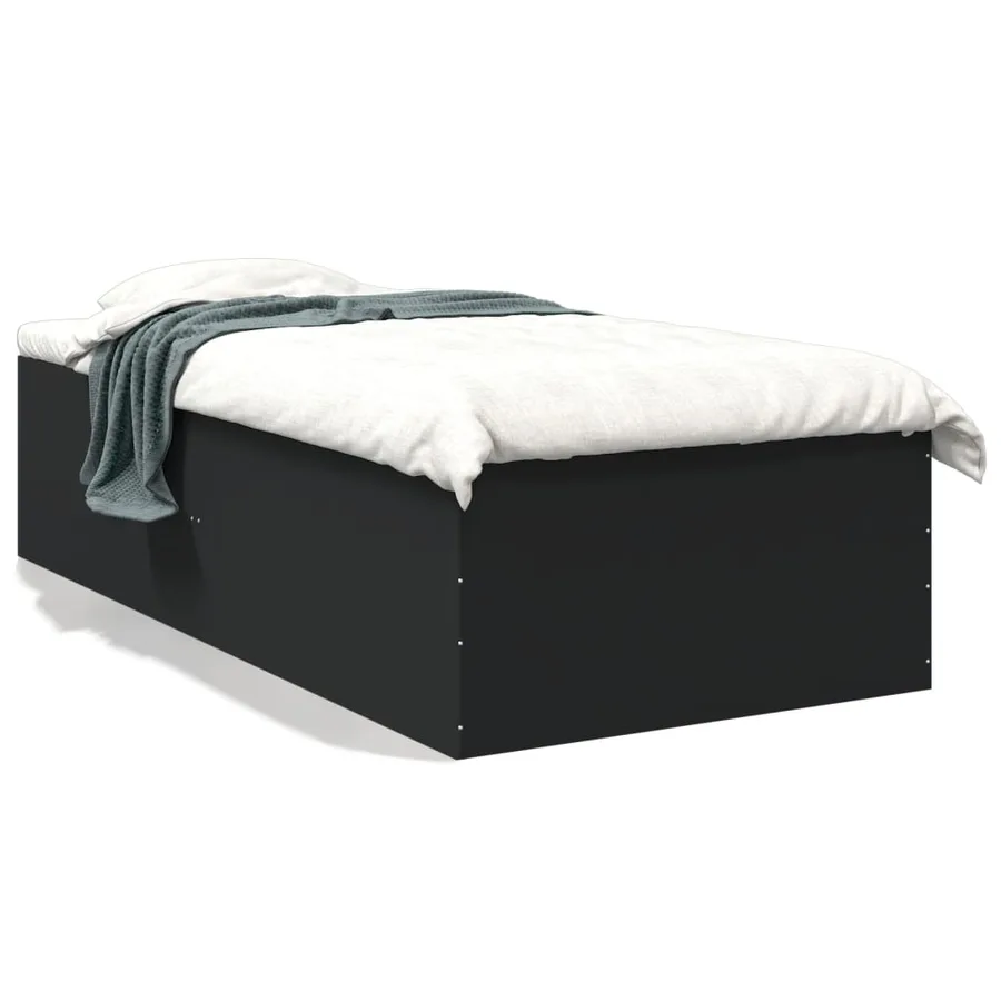 Cadre de lit sans matelas noir 75x190 cm - 2