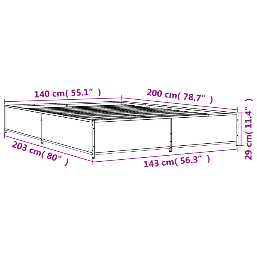 Cadre de lit sans matelas noir 140x200 cm - 9