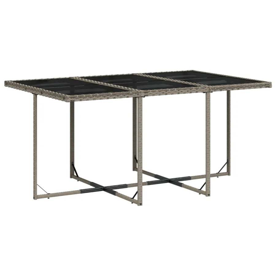 Ensemble à manger de jardin 11pcs avec coussins gris poly rotin - 3
