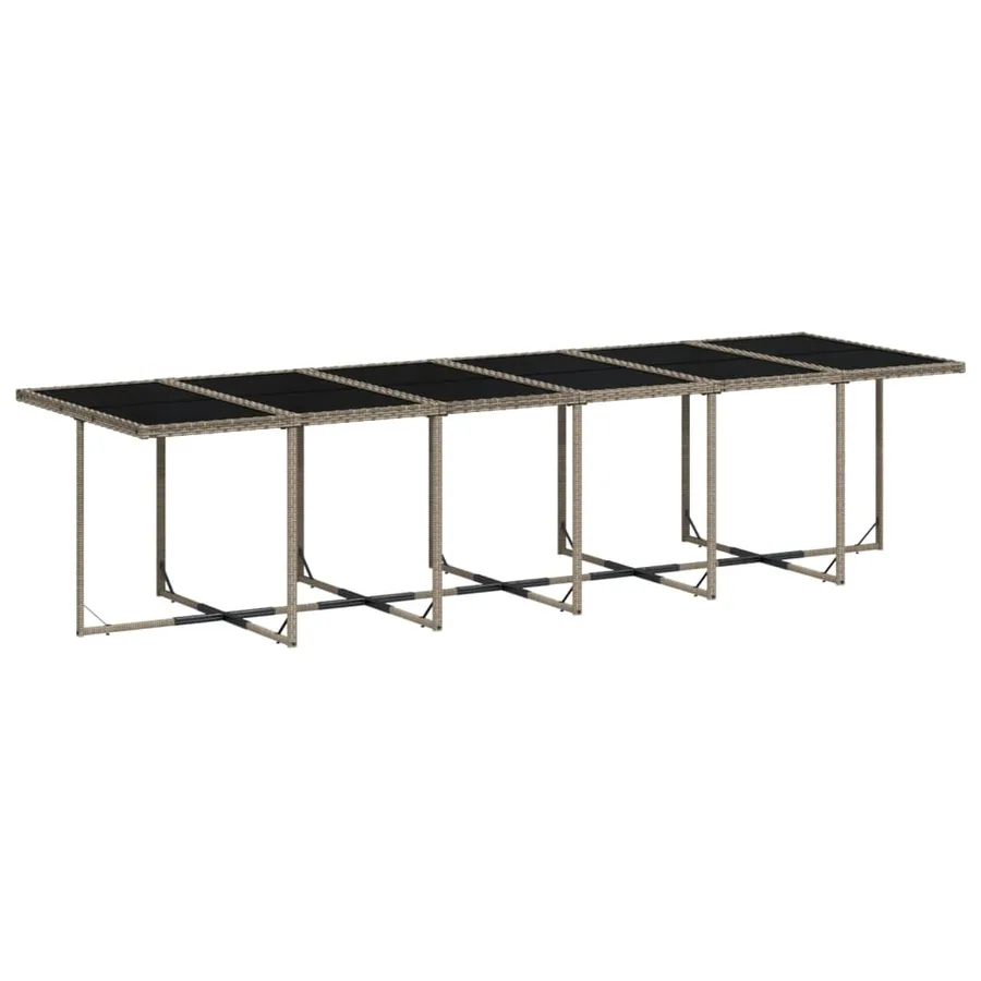 Ensemble à manger de jardin coussins 13 pcs gris résine tressée - 4