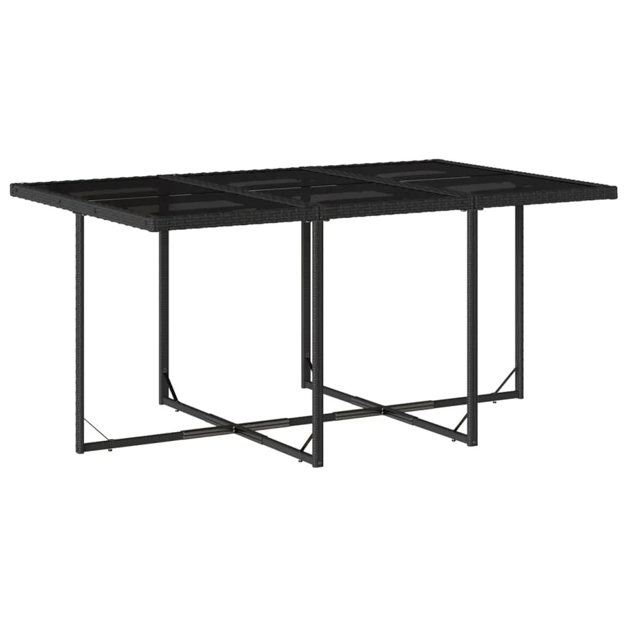 Ensemble à manger de jardin coussins 7pcs Noir Résine tressée - 4