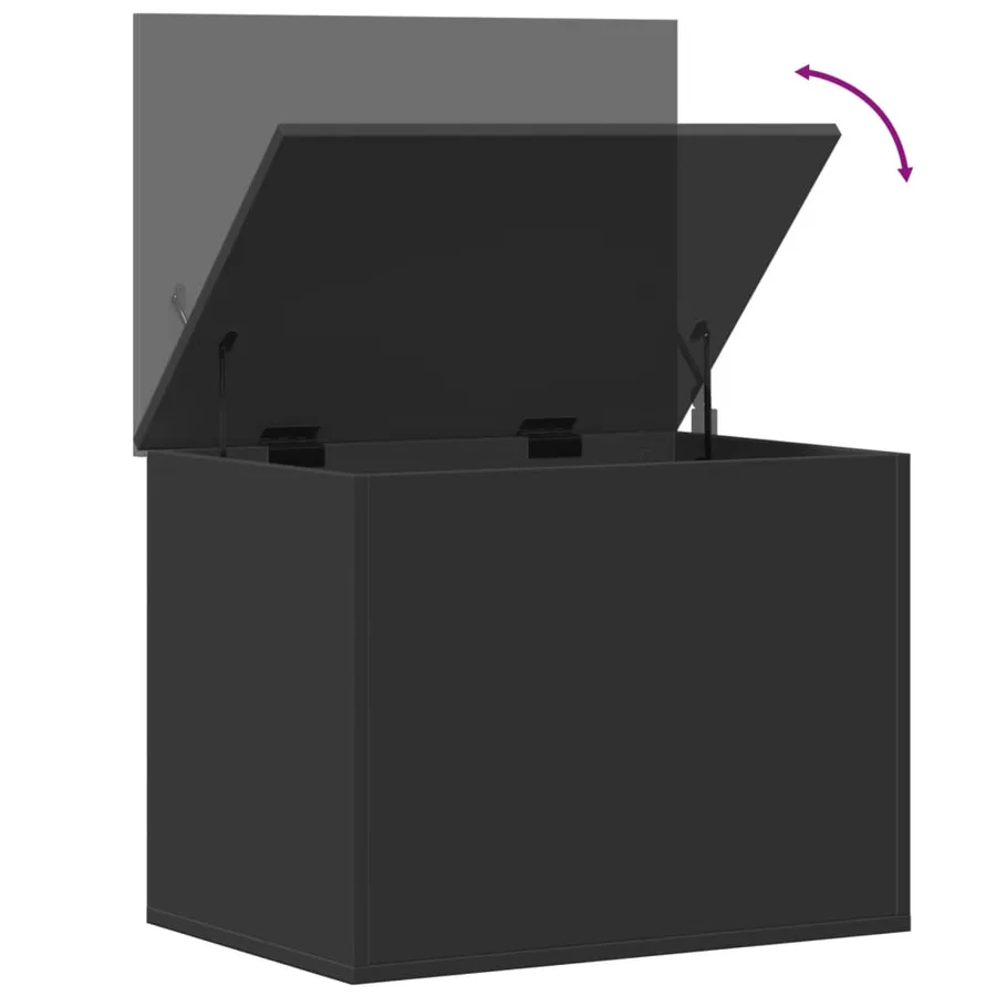 Boîte de rangement noir 60x42x46 cm bois d'ingénierie - 8