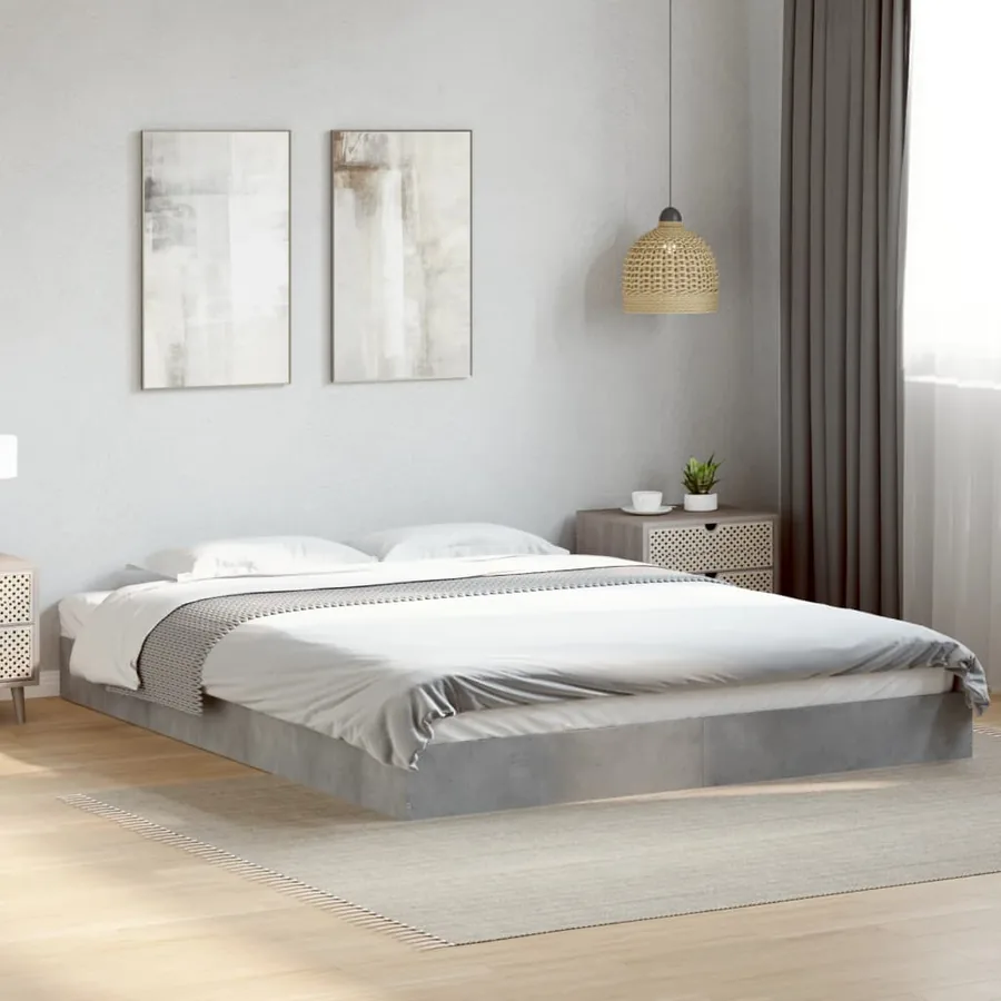 Cadre de lit sans matelas gris béton 160x200 cm