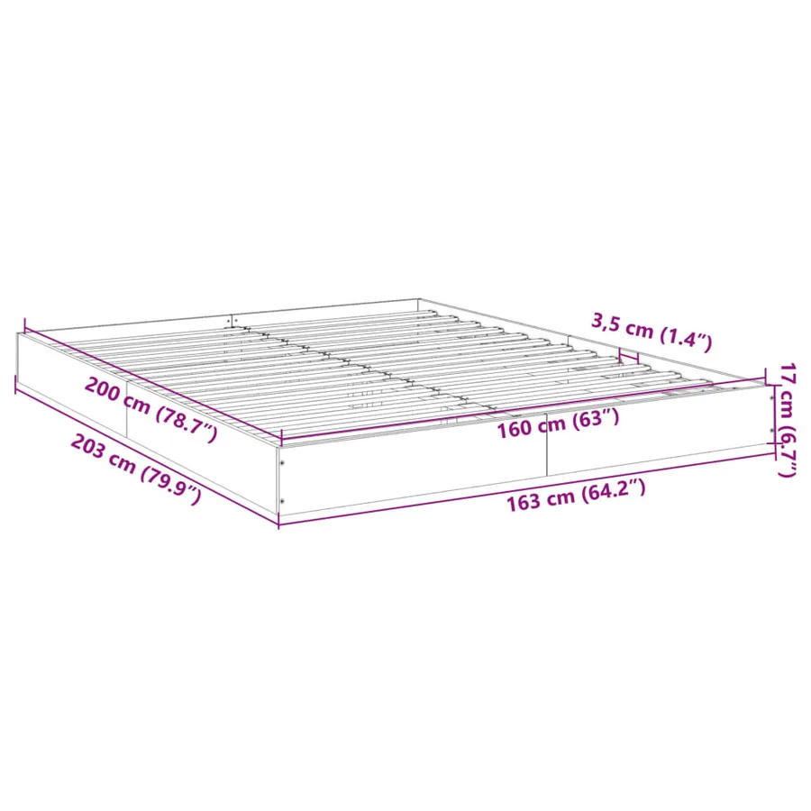 Cadre de lit sans matelas gris béton 160x200 cm - 10