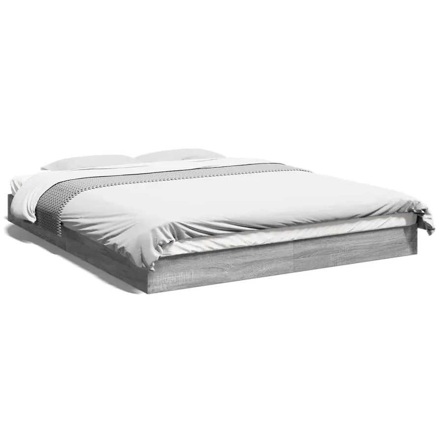 Cadre de lit sans matelas sonoma gris 160x200cm bois ingénierie - 2
