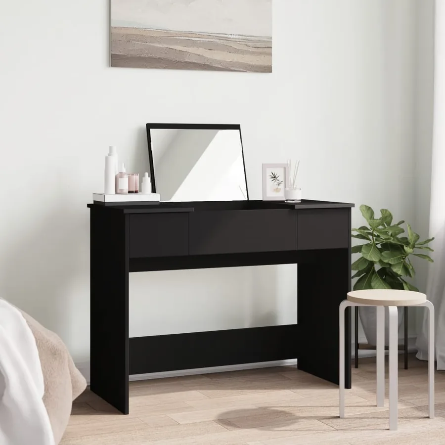 Coiffeuse avec miroir noir 100x45x76 cm - 3