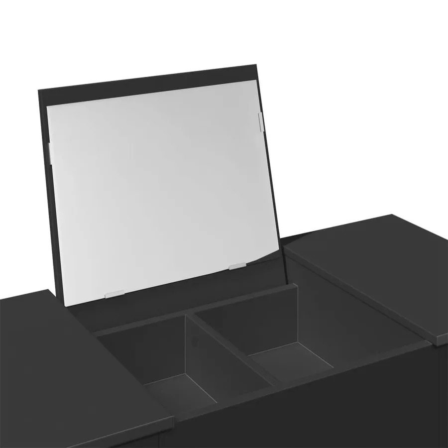 Coiffeuse avec miroir noir 100x45x76 cm - 8