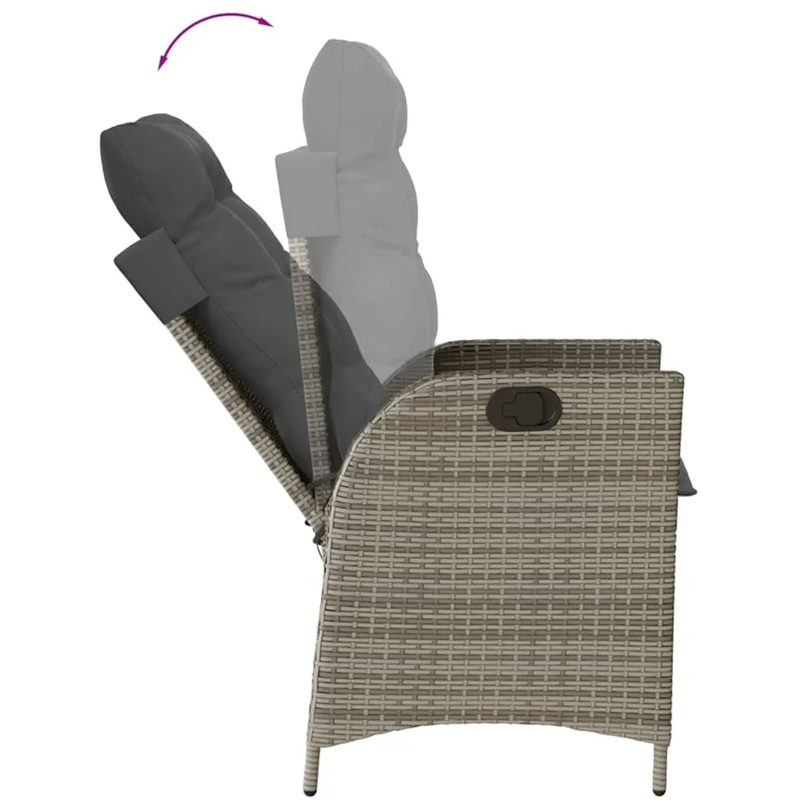 Ensemble à manger de jardin et coussins 7 pcs gris rotin - 4