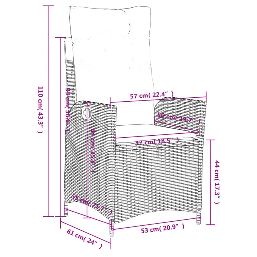 Ensemble à manger de jardin avec coussins 5pcs Beige poly rotin - 9