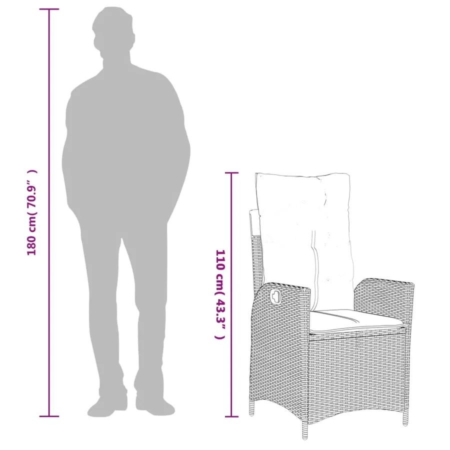 Ensemble à manger de jardin et coussins 7 pcs gris rotin - 10