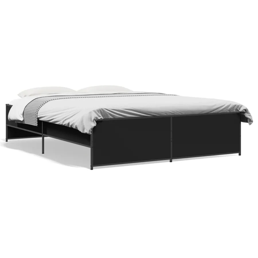 Cadre de lit sans matelas noir 150x200 cm - 2