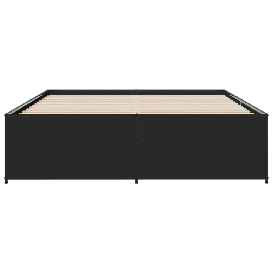 Cadre de lit sans matelas noir 150x200 cm - 4