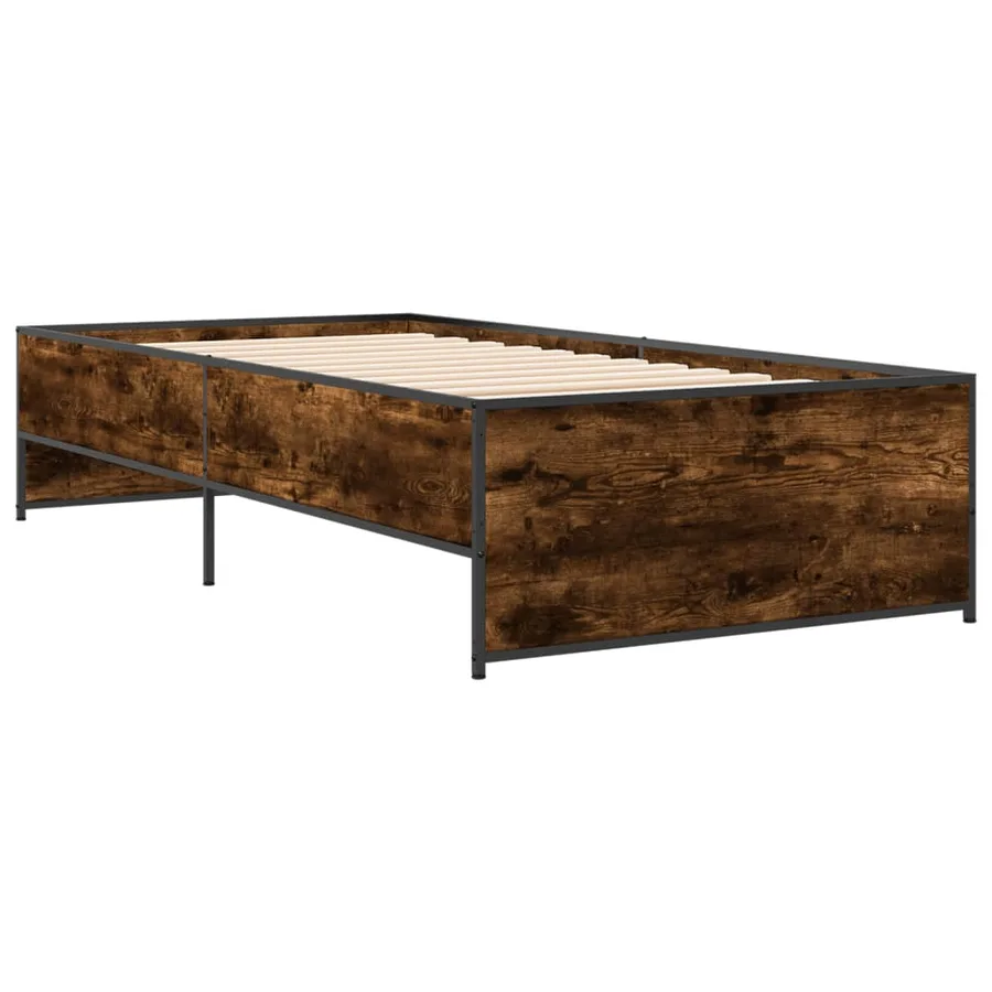 Cadre de lit sans matelas chêne fumé 90x200 cm - 6