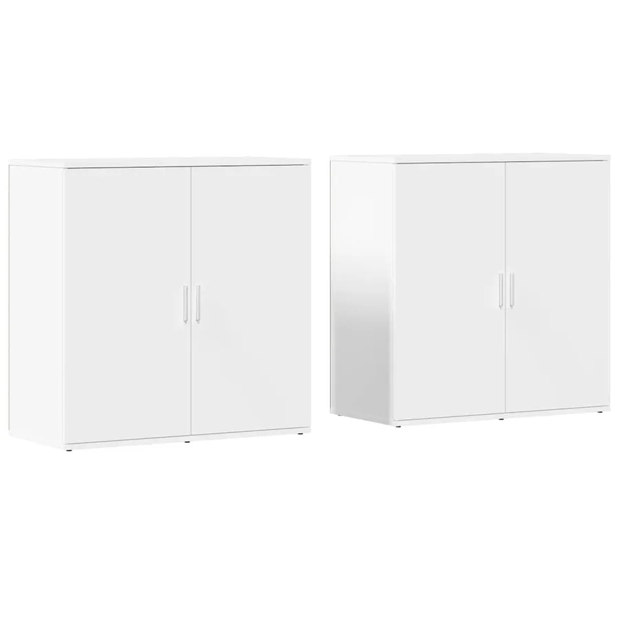 Buffets 2 pcs blanc 79x38x80 cm bois d’ingénierie - 2