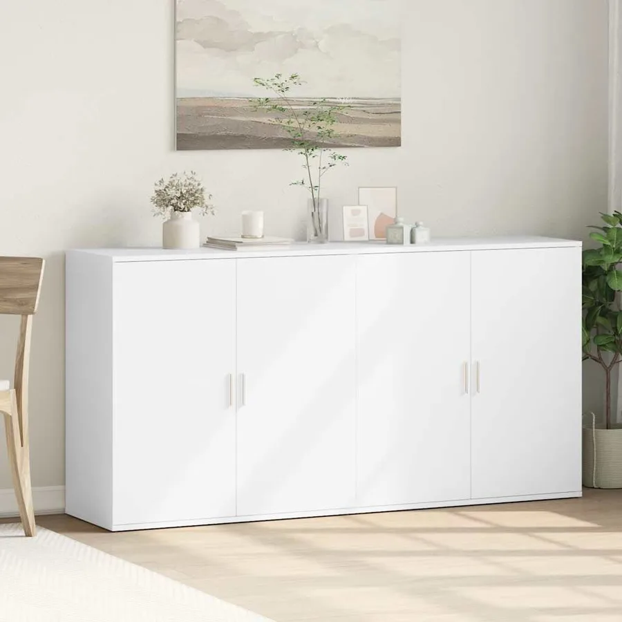 Buffets 2 pcs blanc 79x38x80 cm bois d’ingénierie - 3