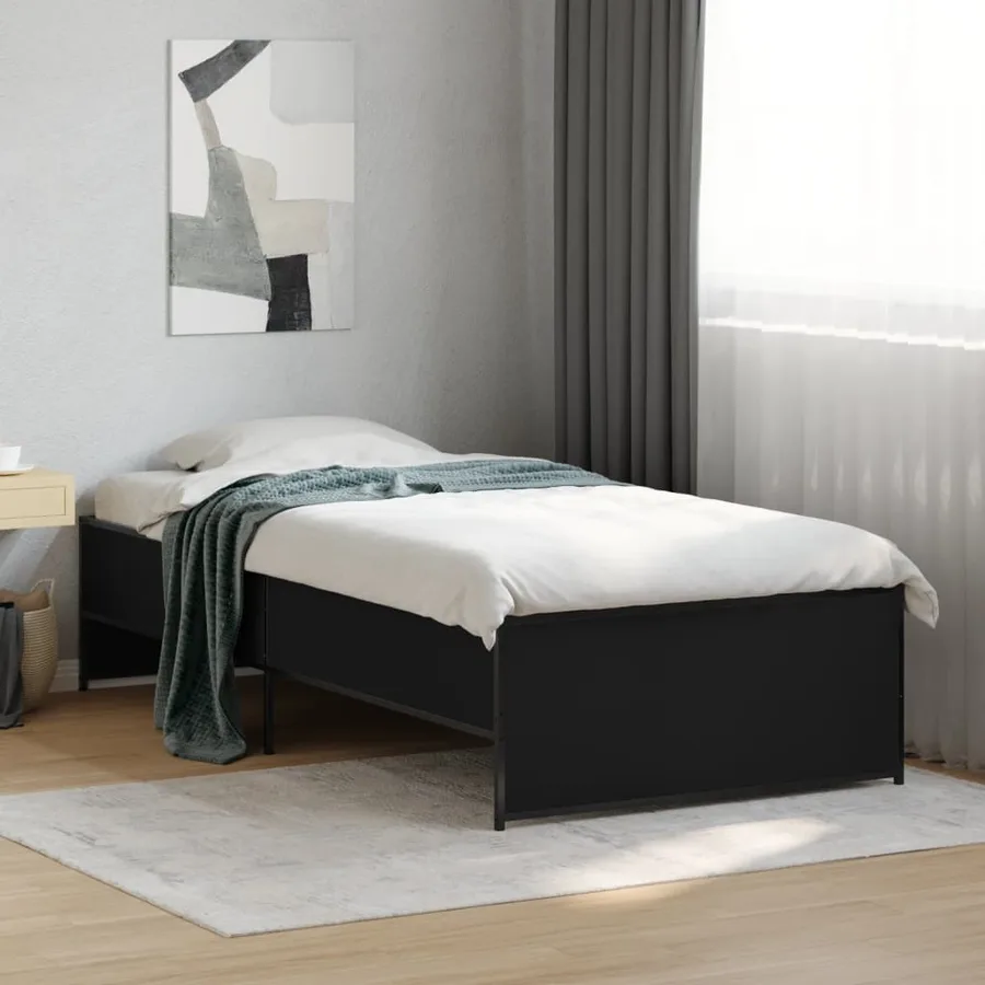 Cadre de lit sans matelas noir 100x200 cm - 3
