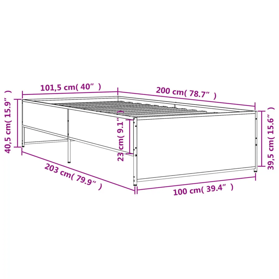 Cadre de lit sans matelas noir 100x200 cm - 9