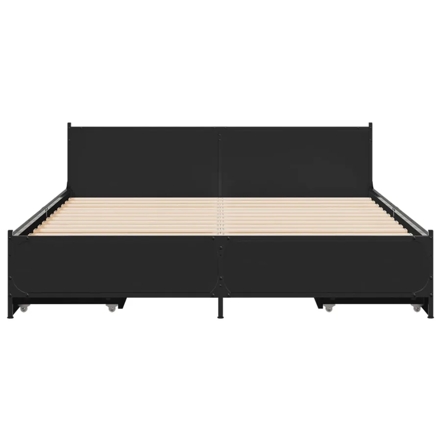 Cadre de lit avec tiroirs sans matelas noir 135x190 cm - 4