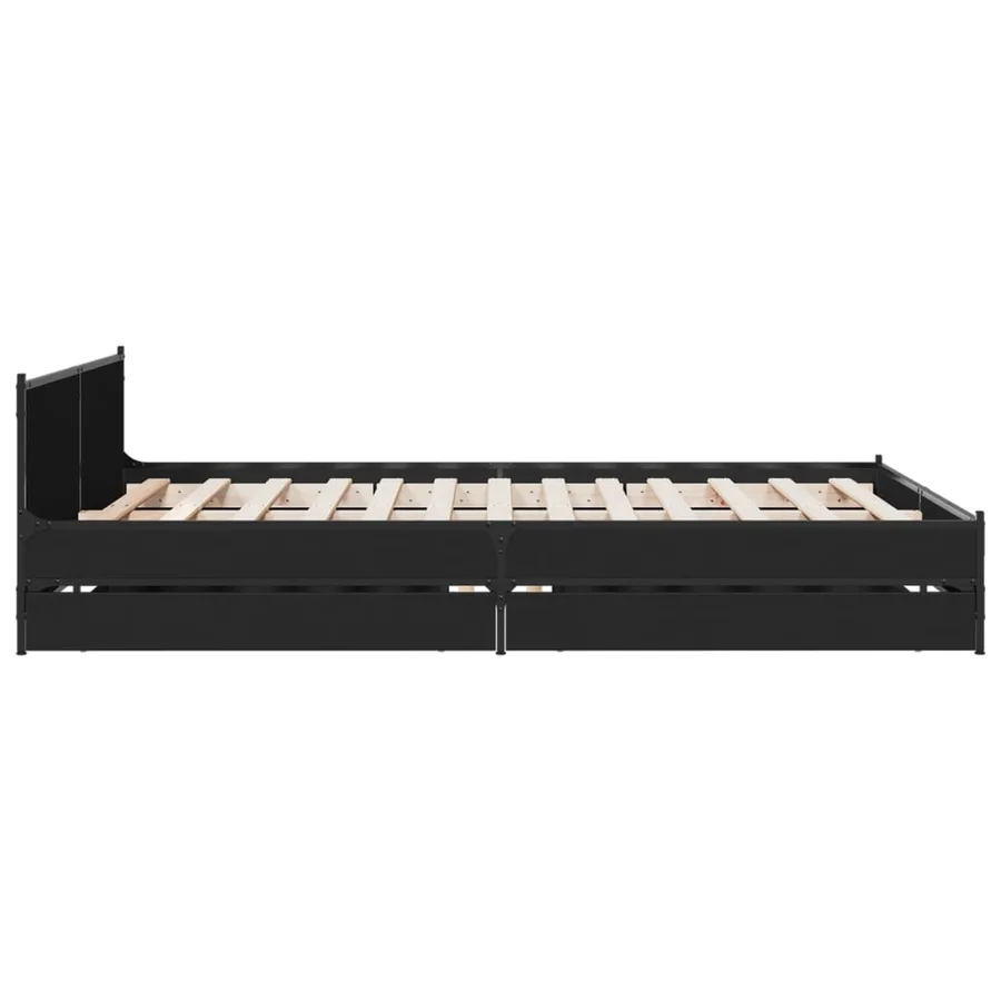 Cadre de lit avec tiroirs sans matelas noir 135x190 cm - 5