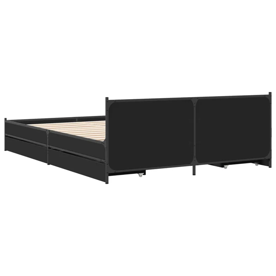 Cadre de lit avec tiroirs sans matelas noir 135x190 cm - 6