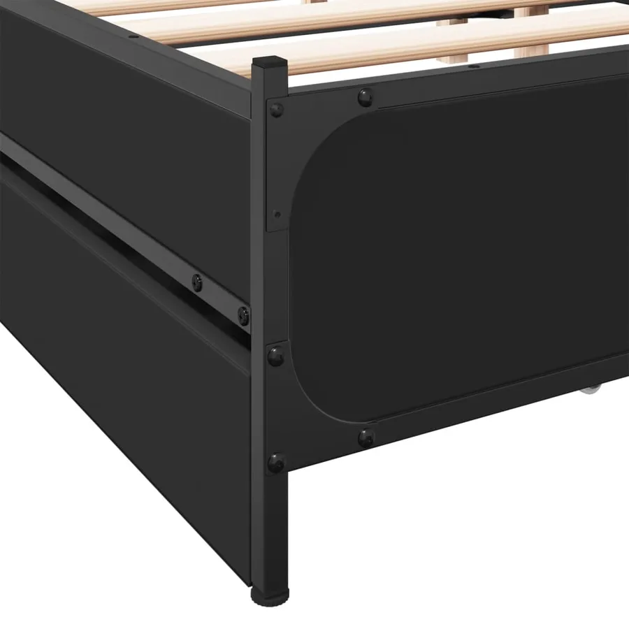 Cadre de lit avec tiroirs sans matelas noir 135x190 cm - 8