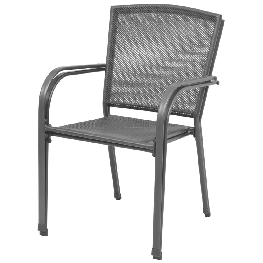 Chaises empilables de jardin lot de 2 Acier Gris - 3