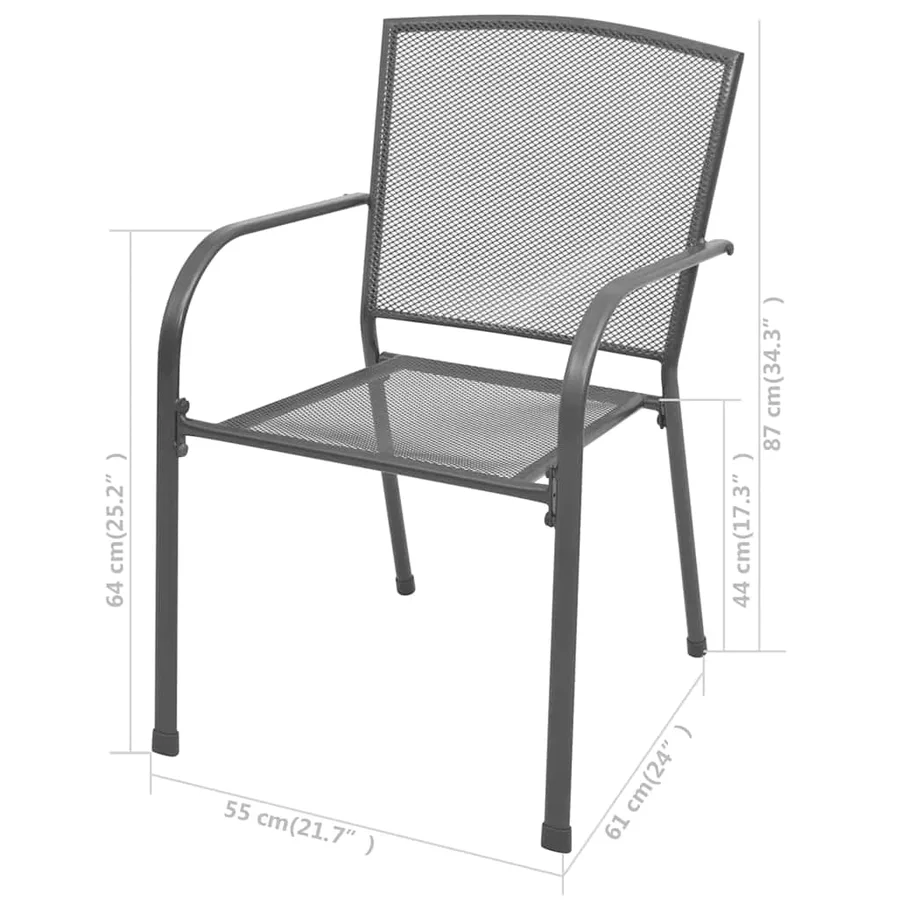Stackable Garden Chairs Set of 2 Steel Grey - 6