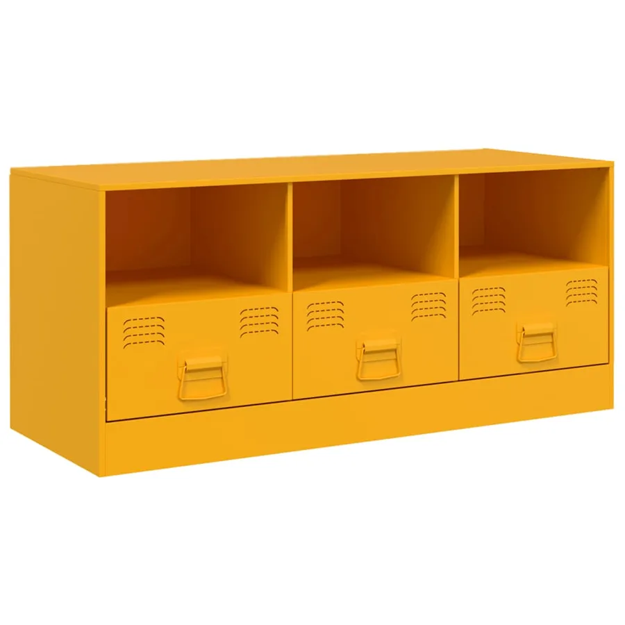 Meuble TV jaune moutarde 99x39x44 cm acier - 2